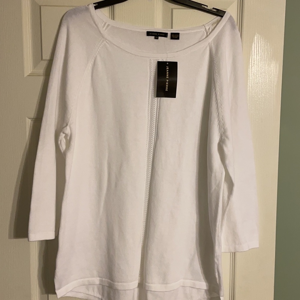 Women’s XL white JEANNE PIERRE 3/4 sleeve sweater